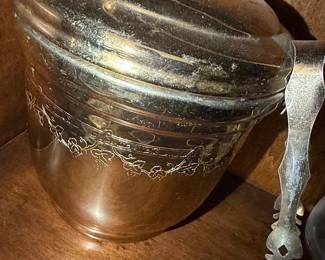 United Chromium on Brass Ice Bucket with Tongs second image