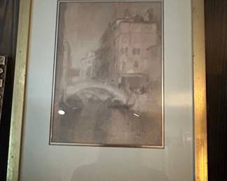 Venetian Canal Scene Drawing