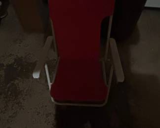 Red Fabric Sling Chair with White Frame
