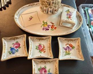 Dresden Carl Thieme Porcelain Cigarette Set with Tray second image