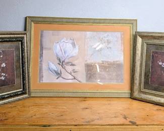 Three Framed Floral Pictures