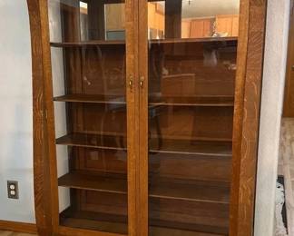  002 Vintage Tiger Oak China CabinetBookcase