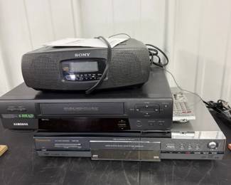 Panasonic DVD, Samsung VHS  Sony Clock Radio