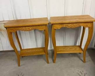 Two Oak Side Tables
