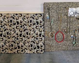 Two Handmade Jewelry Boards with Costume Jewelry