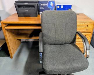 Wooden Desk, Brothers Printer w Cartridges  Office Chair