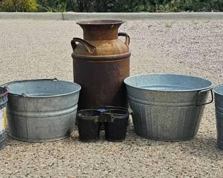 Cream Can  Metal Planter Buckets