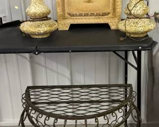 Two Table Lamps Wooden Box  Metal Table