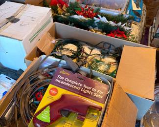 Xmas lights , balls , decorations lots of vintage items