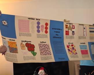 Rare vintage 1960-70’s textile display embroidery board with real fabric samples - (union , NJ)