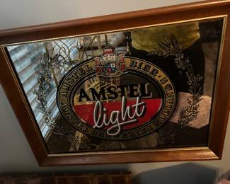 #56 Beer - SR Imported Amstel Light Beer Mirror Sign - Wood Frame - 20x15 $ 20.00