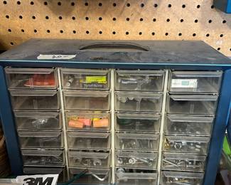 #108 Garage Blue Nuts and Bolts set of 24 Metal Drawers w/contents