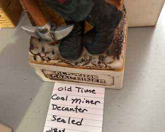 #88 Decanter's Old Time Coal Miner Decanter Sealed w/Box $ 30.00