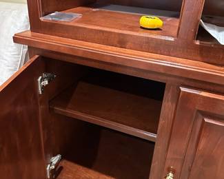 #46 Cabinet - LR Wood Hand-Crafted by Design Cabinet - 122" Wide 21"D x 32-85" Tall - consists of 3 pieces up Top and 1 solid piece top and bottom solid (unless you take molding off bottom) and You Move or Hire Movers - we will not help on this piece. Its great quality but heavy! $ 75.00