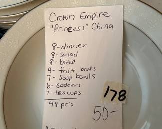 #178 China dr Crown Empire Prices China 48 pieces $ 50.00