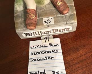 #71 Decanter's William Penn Ezra Brooks Decanter - Sealed $ 35.00