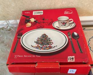 #179 China dr International Christmas China 12 pc Serving for four $ 25.00