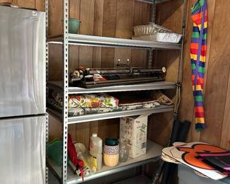 #132 Garage Steel 6 Shelf Garage Shelving w/particle Board - 48x18x7' $ 75.00 The frig is sold