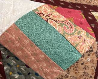 #158 Quilt - Mstr Scrappy Square on point w/sashing 68x58 - Lap Quilt Size Machine Pieced and hand-quilted $ 75.00