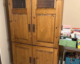 #146 Cabinet - BD1 Pine Desk Armoire w/pull-out tray w/4 doors and 2 shelves - You Move - 39Hx22Dx68T $ 75.00