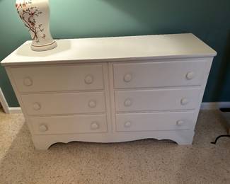 #26 Cabinet - BD2 White Wood 6 Drawer Chest of Drawers - 48x16x29 (as is finish on top) $ 75.00