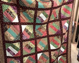 #158 Quilt - Mstr Scrappy Square on point w/sashing 68x58 - Lap Quilt Size Machine Pieced and hand-quilted $ 75.00
