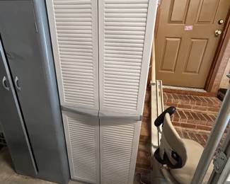 #127 Garage Black and Decker Plastic 4 Shelf Cabinet 26x18x70 $ 75.00