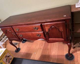 #67 kitchen Broyhill Buffet w/2 drawers and 2 doors - 68x19x35 - has silverware Divider (as is finish) $ 300.00