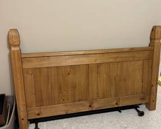 #145 Bed - BD1 Pier 1 Pine Headboard 41" Tall - Queen Size w/rails $ 100.00