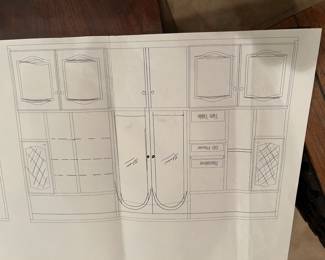 #46 Cabinet - LR Wood Hand-Crafted by Design Cabinet - 122" Wide 21"D x 32-85" Tall - consists of 3 pieces up Top and 1 solid piece top and bottom solid (unless you take molding off bottom) and You Move or Hire Movers - we will not help on this piece. Its great quality but heavy! $ 75.00
