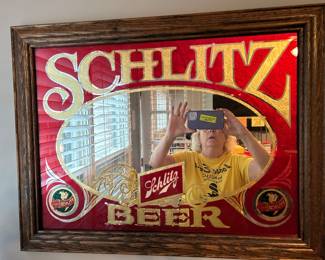 #52 Beer - SR Schlitz Beer 1981 Mirror Beer Sign Framed - 27x21 $ 40.00