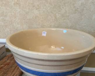 #180 China dr Pottery Biscuit Bowl Blue and White Stripe - 14x7 $ 20.00