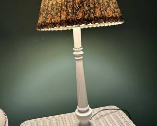 #32 Lamp-BD2 Heavy white painted Metal Lamp - 26" Tall $ 30.00