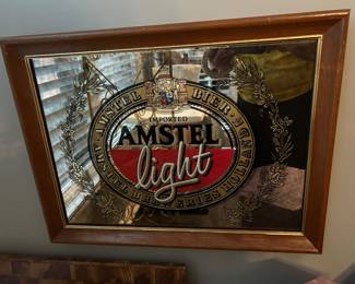 #56 Beer - SR Imported Amstel Light Beer Mirror Sign - Wood Frame - 20x15 $ 20.00