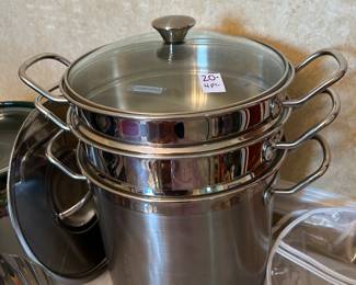#186 Misc. - DR Tramonita 4 pc Stock Pot w/2 lids $ 20.00