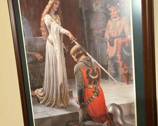 #150 Art - BD1 Lady Knighting a knight signed by E. Blair Leighton framed and matted under glass - 25x34 $ 75.00