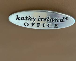 #7 chair den Kathy Irland tan leather and chrome office chair adj heigth as is corners $ 100.00