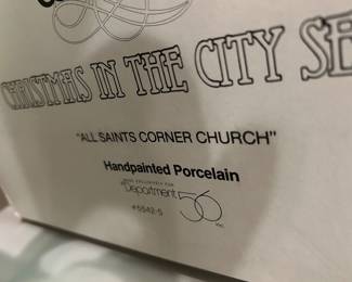 #189 Misc. - MSTR Dickens Village Set of 2 Houses - T. Puddlewick Spectacle Shop and All Saints Corner Church $ 25.00