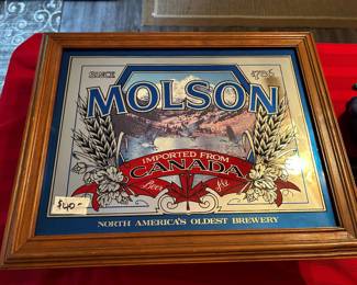#65 Beer - SR Molson Imported from Canada - North America's Oldest Brewery mirrored in a wood frame - 20x16 $ 40.00