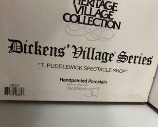 #189 Misc. - MSTR Dickens Village Set of 2 Houses - T. Puddlewick Spectacle Shop and All Saints Corner Church $ 25.00