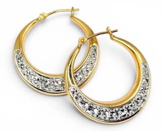 14k Gold TwoTone Hoop Earrings 3.16g