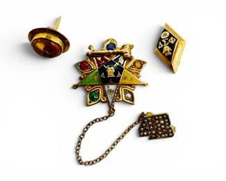 14k Earring, Delta Sigma Phi Pin Masonic Pin 9.5g Total