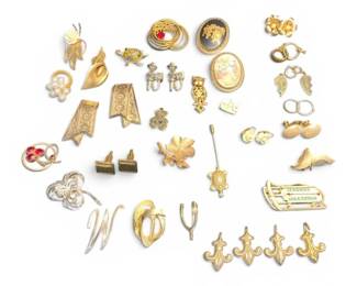 GoldToned Earrings Brooches Trifari, Napier, Danacraft, More
