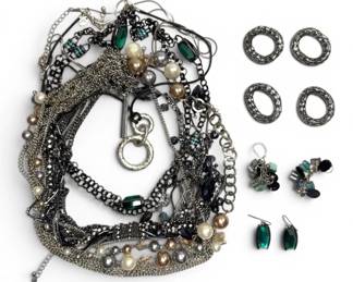 Black SilverToned Costume Jewelry