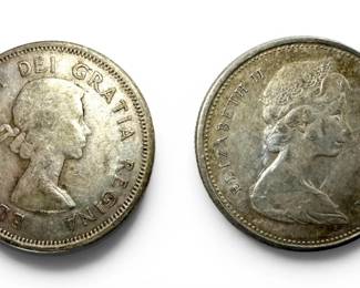 1961 1966 Canadian Silver Quarter Coins 11.6g