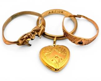 10k Gold Baby Rings And Locket 2.5g Total