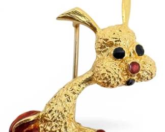 18k Gold Bunny Brooch 4.22g