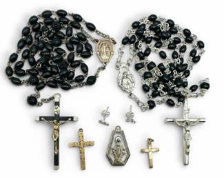Sterling Silver Ebony Rosaries, Gold Filled Cross More