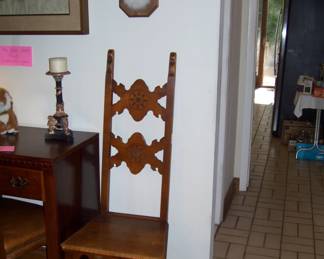 spanish revival carved chair - jackalope taxidermy
