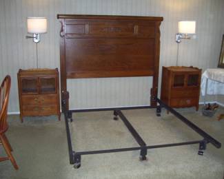 queen headboard/frame - pr of nightstands